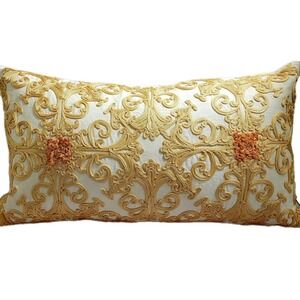 CALLISTO HOME Embroidered‎ Pillow Lumbar 12x24 inches Duck Down